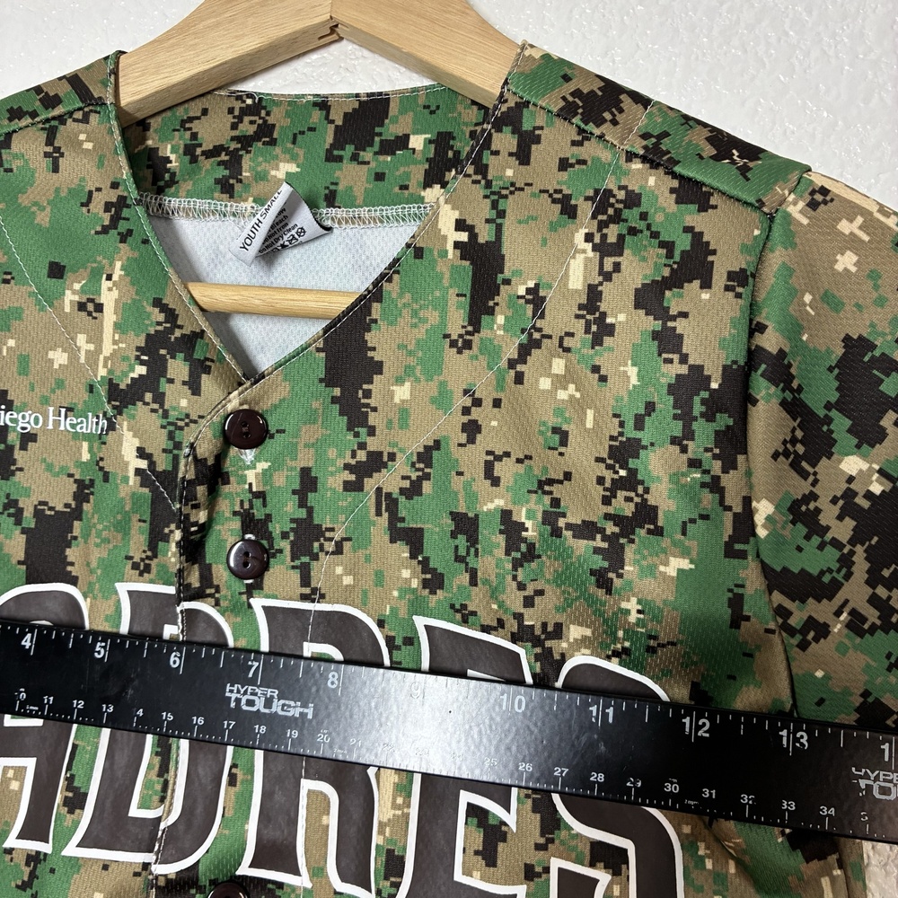 San Diego Padres Jersey Youth Small Green Camo MLB Baseball Ramasamy 4 BDA Boys - Picture 8 of 13